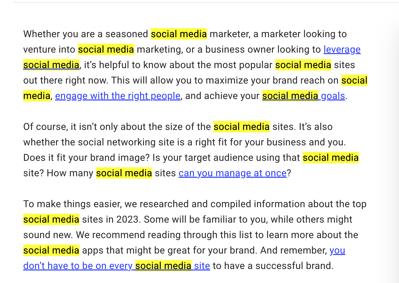 Buffer on-page S E O - social media mentions