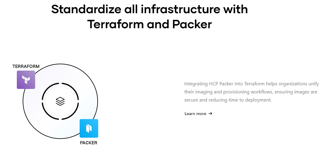 Hashicorp cross-sells its Packer product on a Terraform landing page.