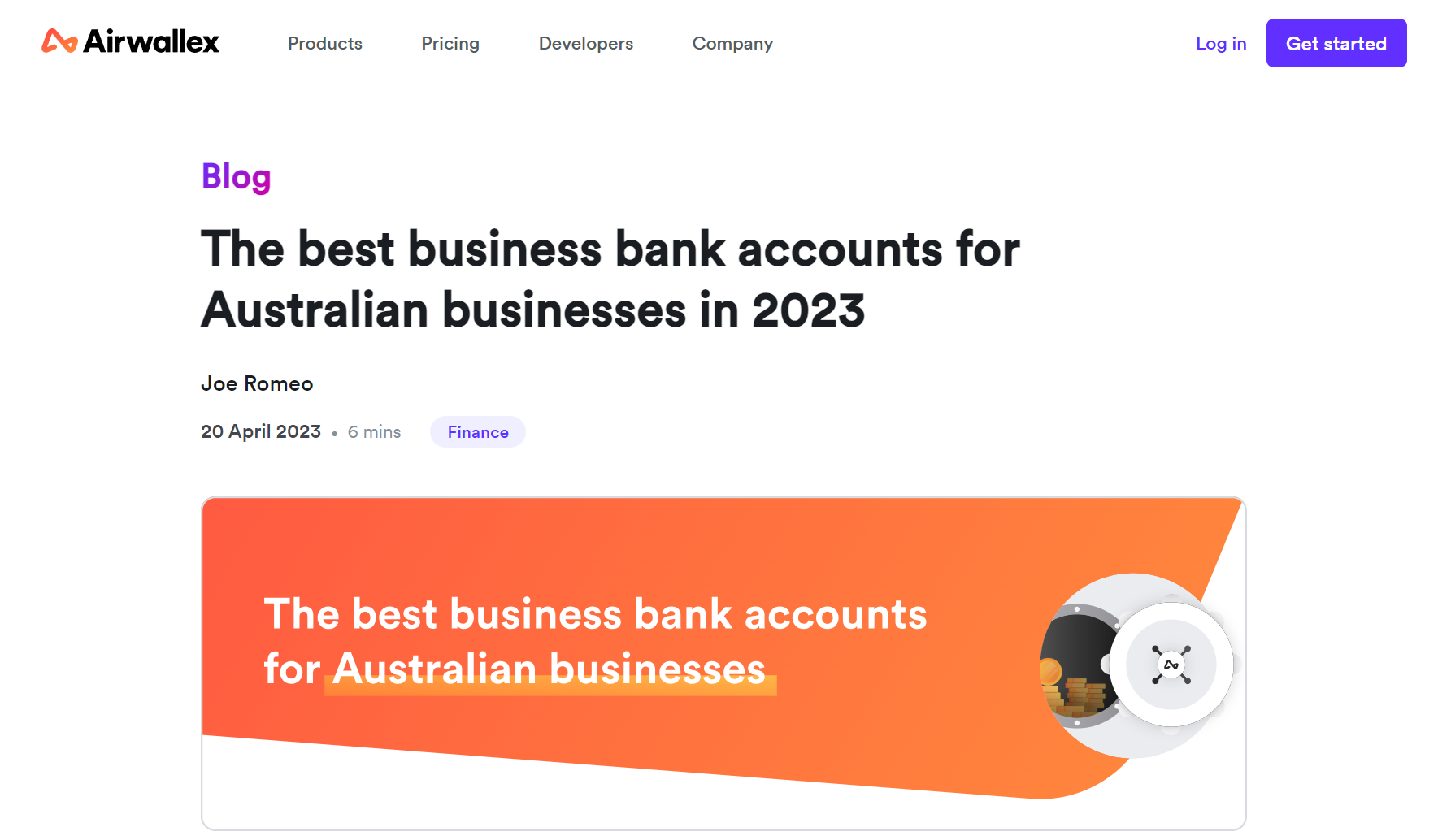 The Airwallex blog post on best business bank accounts in Australia is its top piece in the AU subfolder.