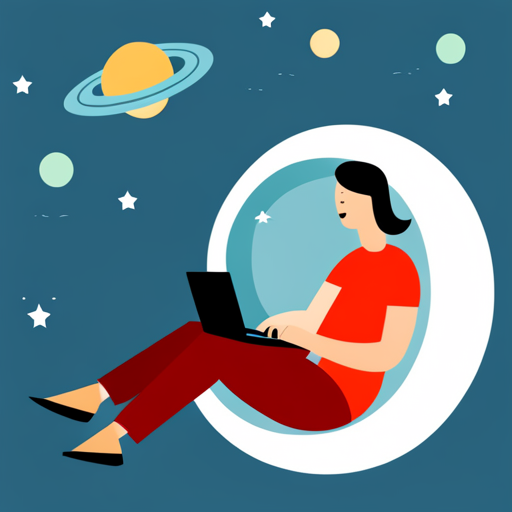 person sitting with a laptop in another universe