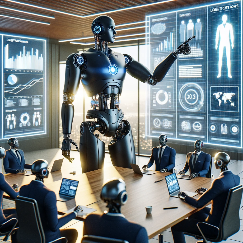 A robot leading a meeting with other robots