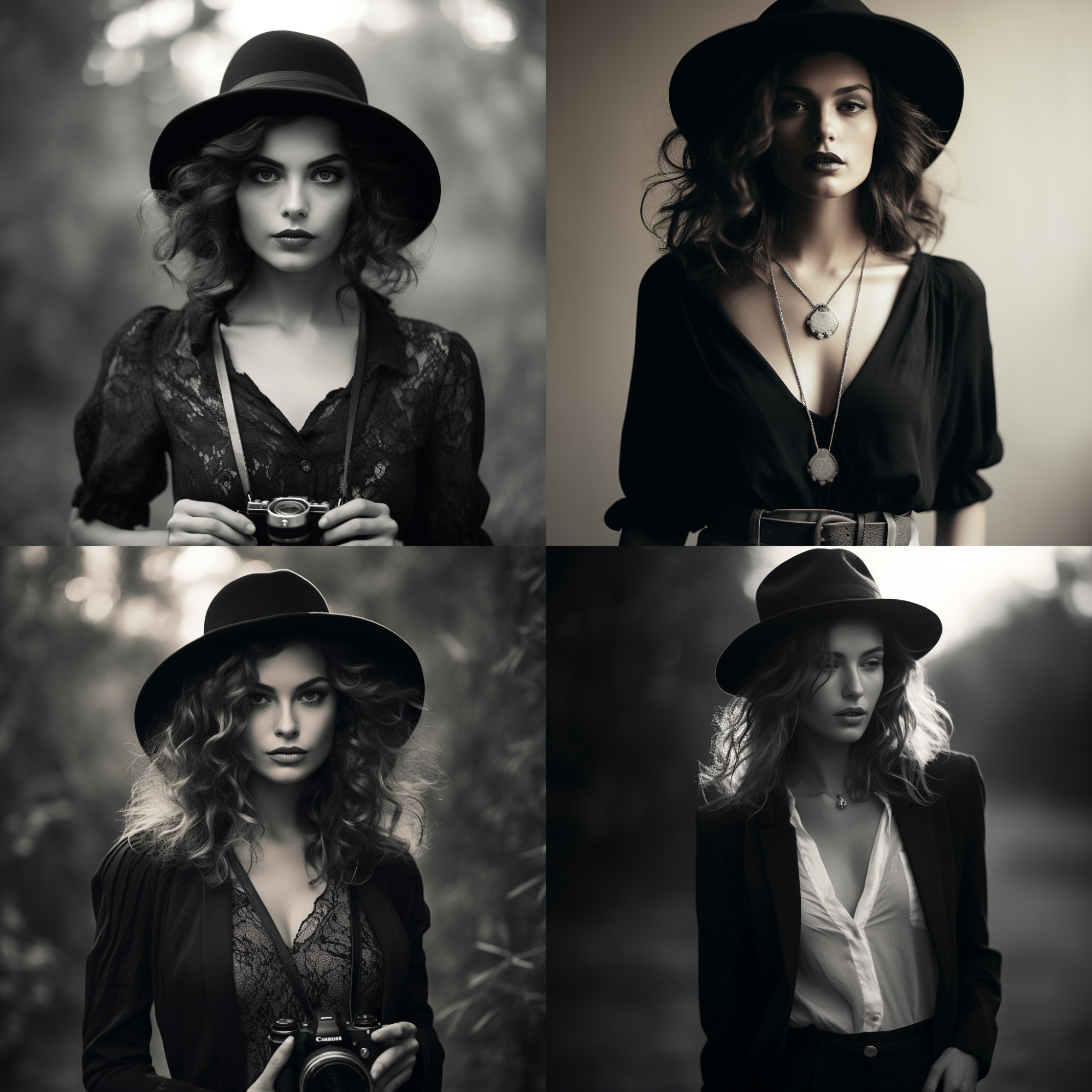 Four image options generated by Midjourney based on a fashion frontier prompt