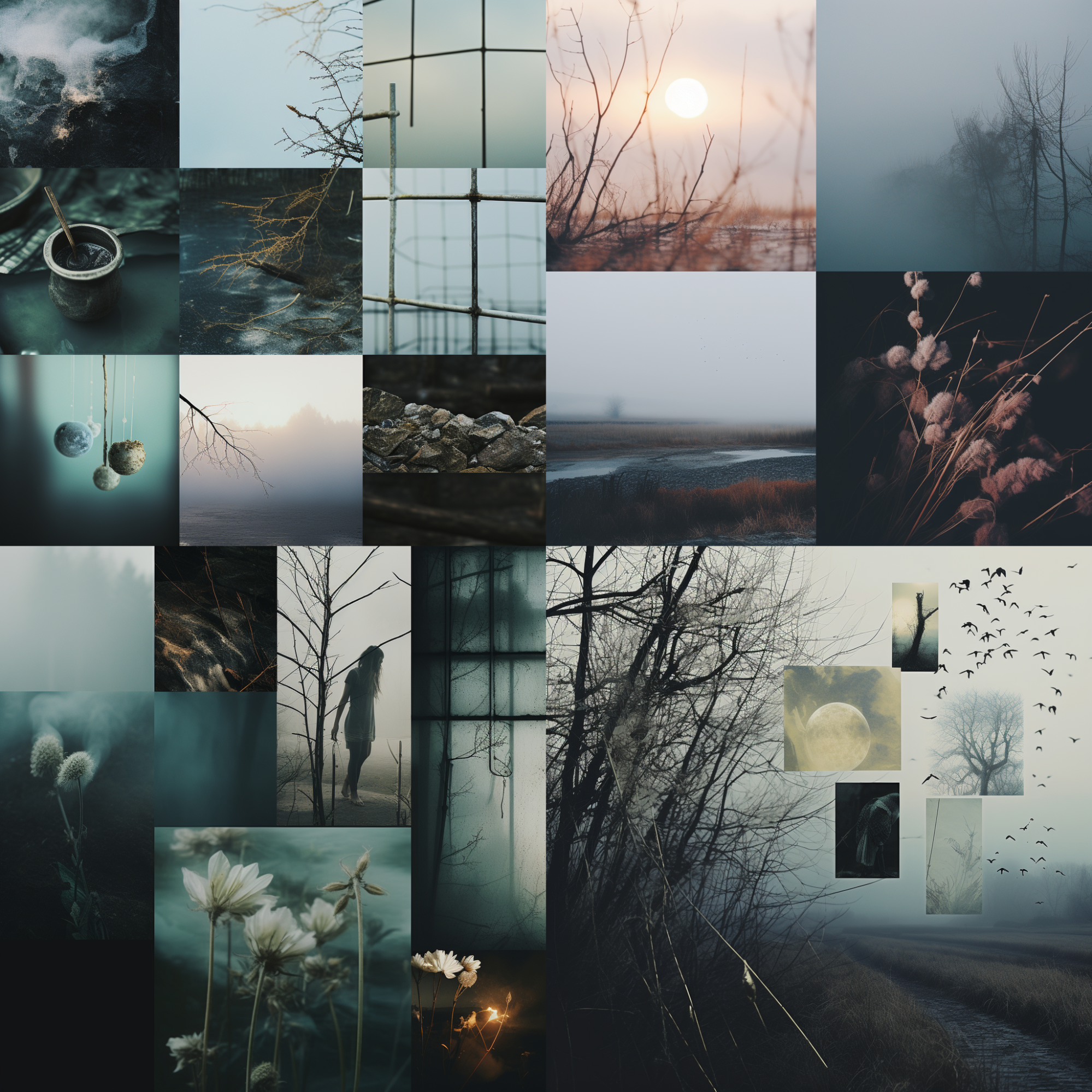 Four image options generated by Midjourney based on a moodboard magic prompt