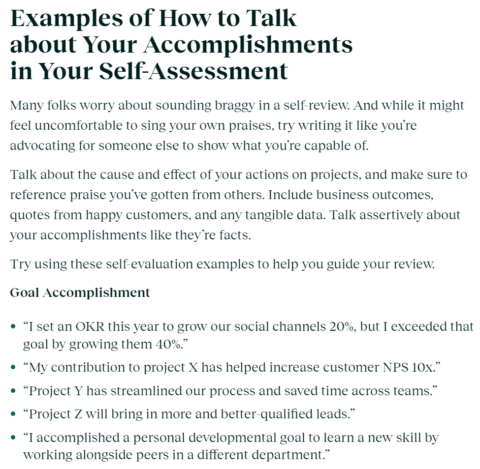 Lattice uses accessible, informative copy with plenty of examples to explain how HR leaders should do self assessments