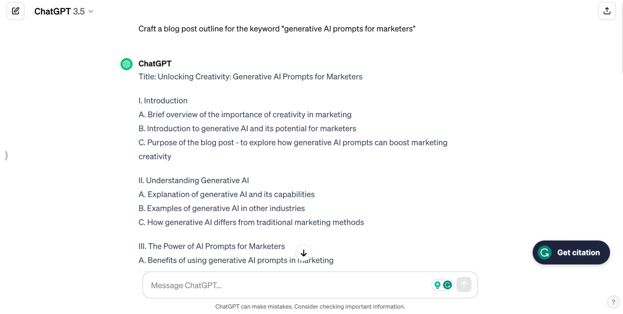 AI tools like ChatGPT can save marketers time by generating outlines or draft content