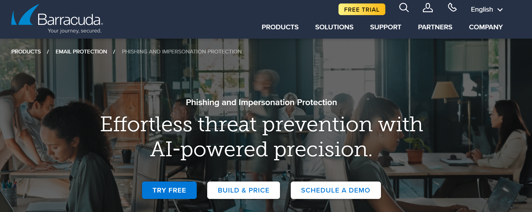 Barracadua's landing page for it's phishing protection service says it provides "effortless threat prevention with AI-powered precision."