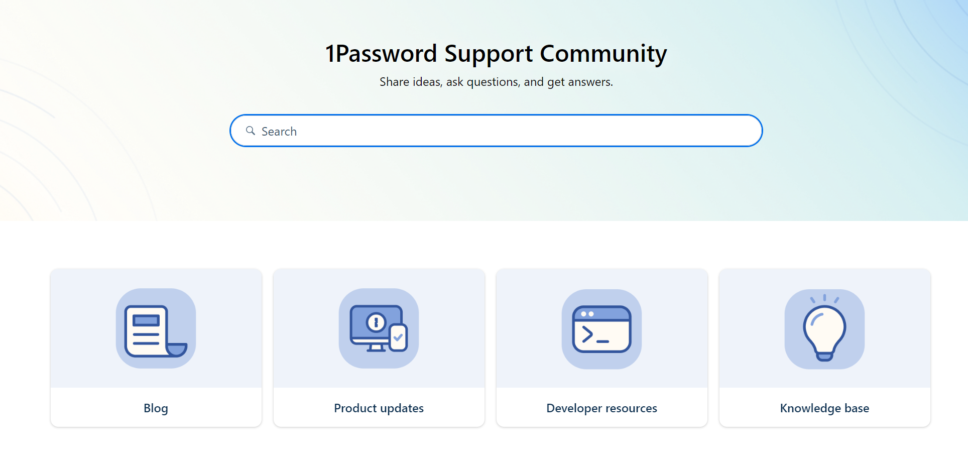 Homepage for the 1Password Support Cummunity