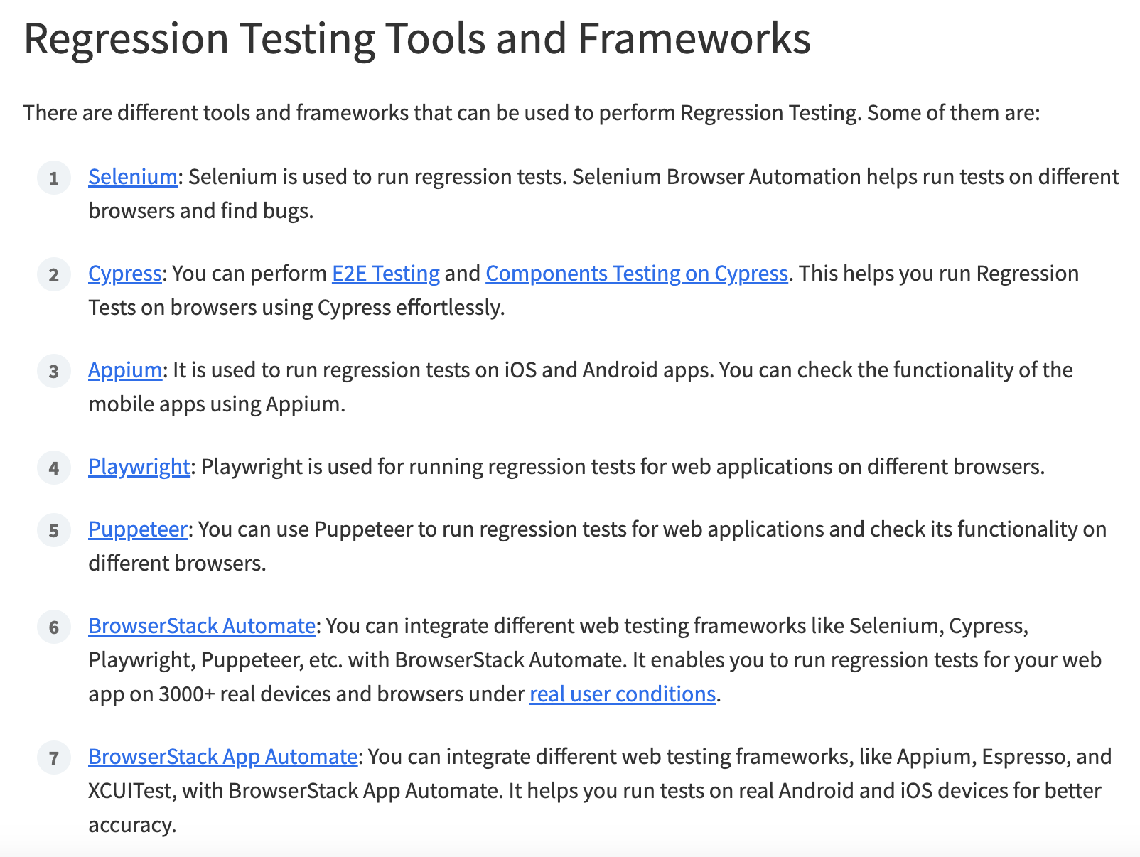 List of regression testing tools