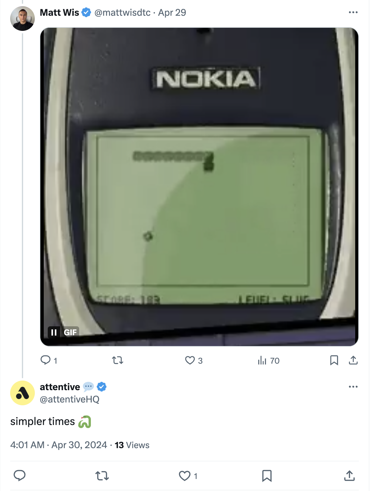 Screenshot of Attentive replying to an X post