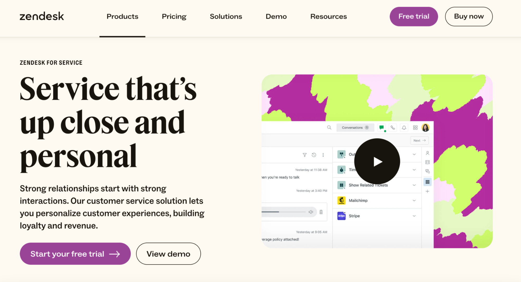 Zendesk homepage