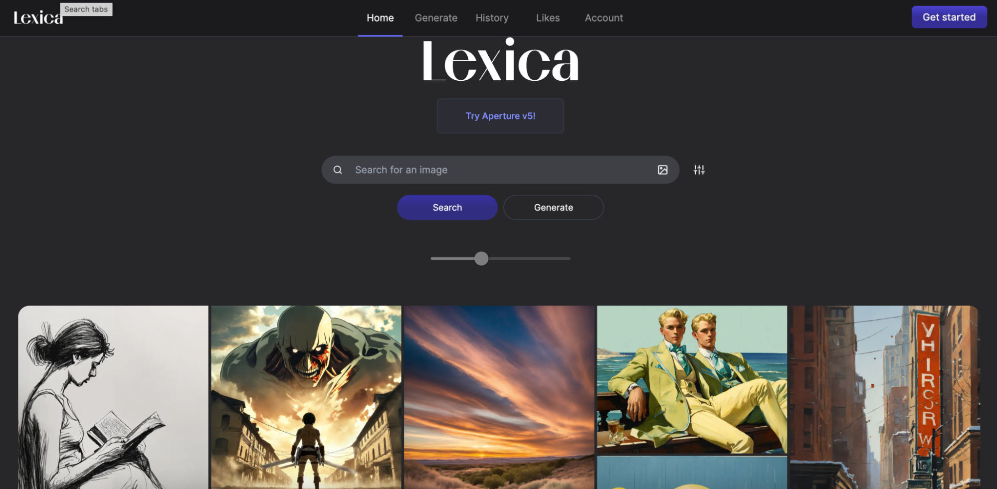 Lexica Art homepage