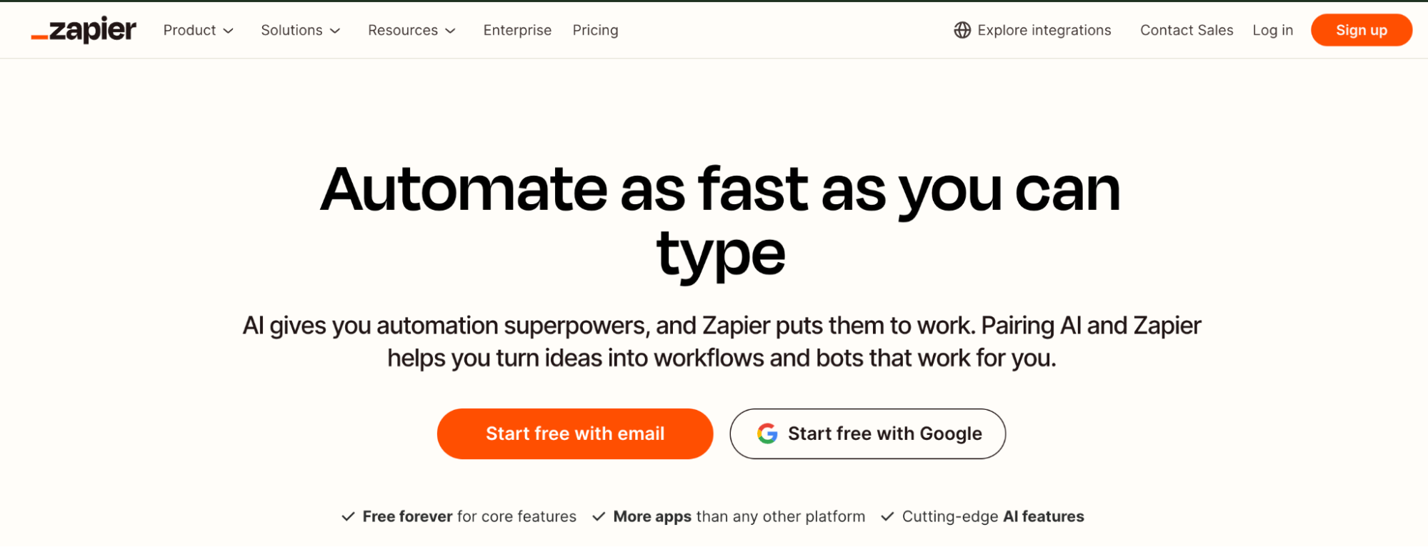 Zapier homepage 