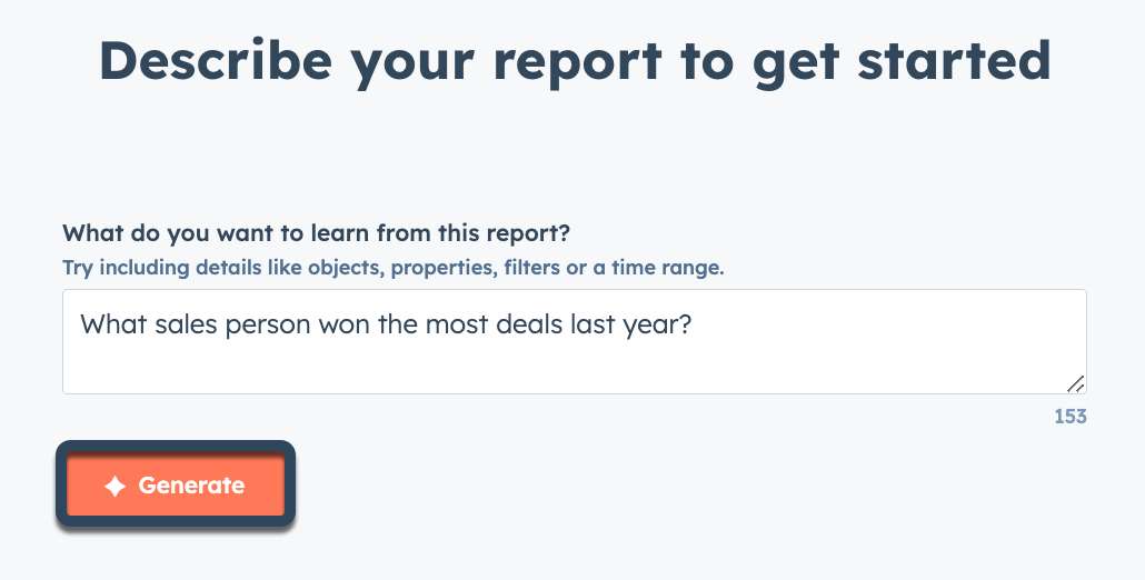 a screenshot of HubSpot's AI Analytics tool