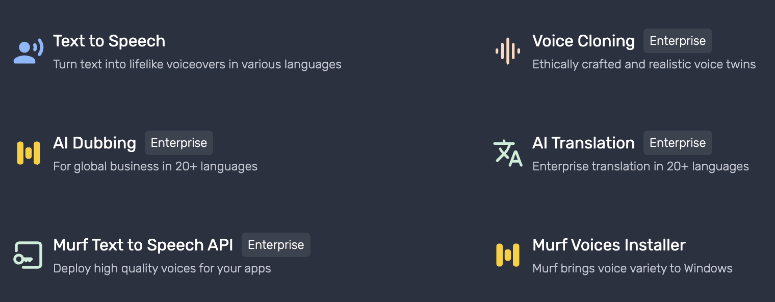 Murf AI features 