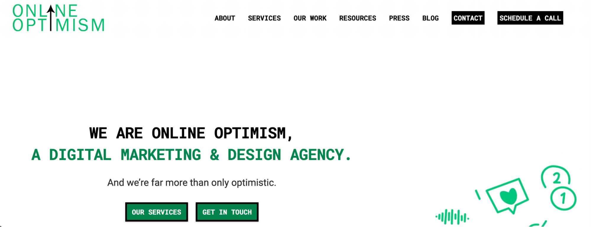 Online Optimism homepage