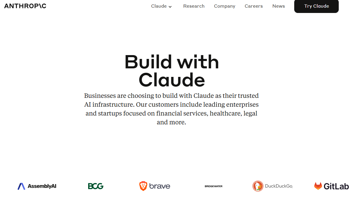 Anthropic's Customer Case Study Landing Page