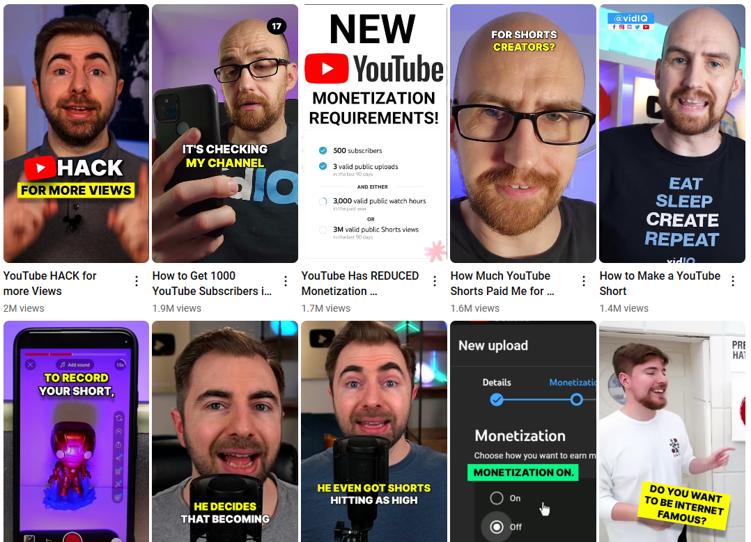 vidIQ's most popular YouTube Shorts