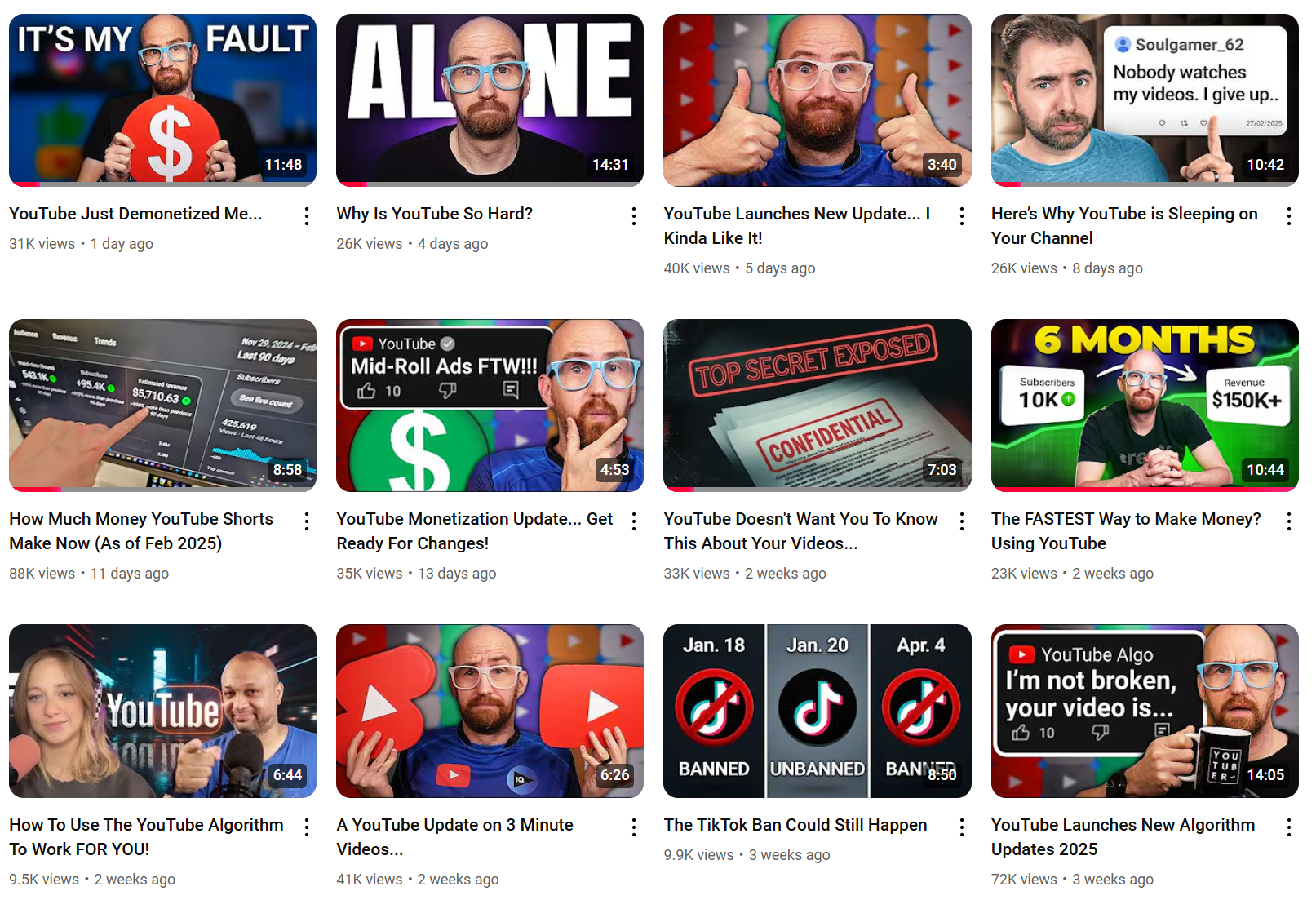 Latest uploads to the vidIQ YouTube channel