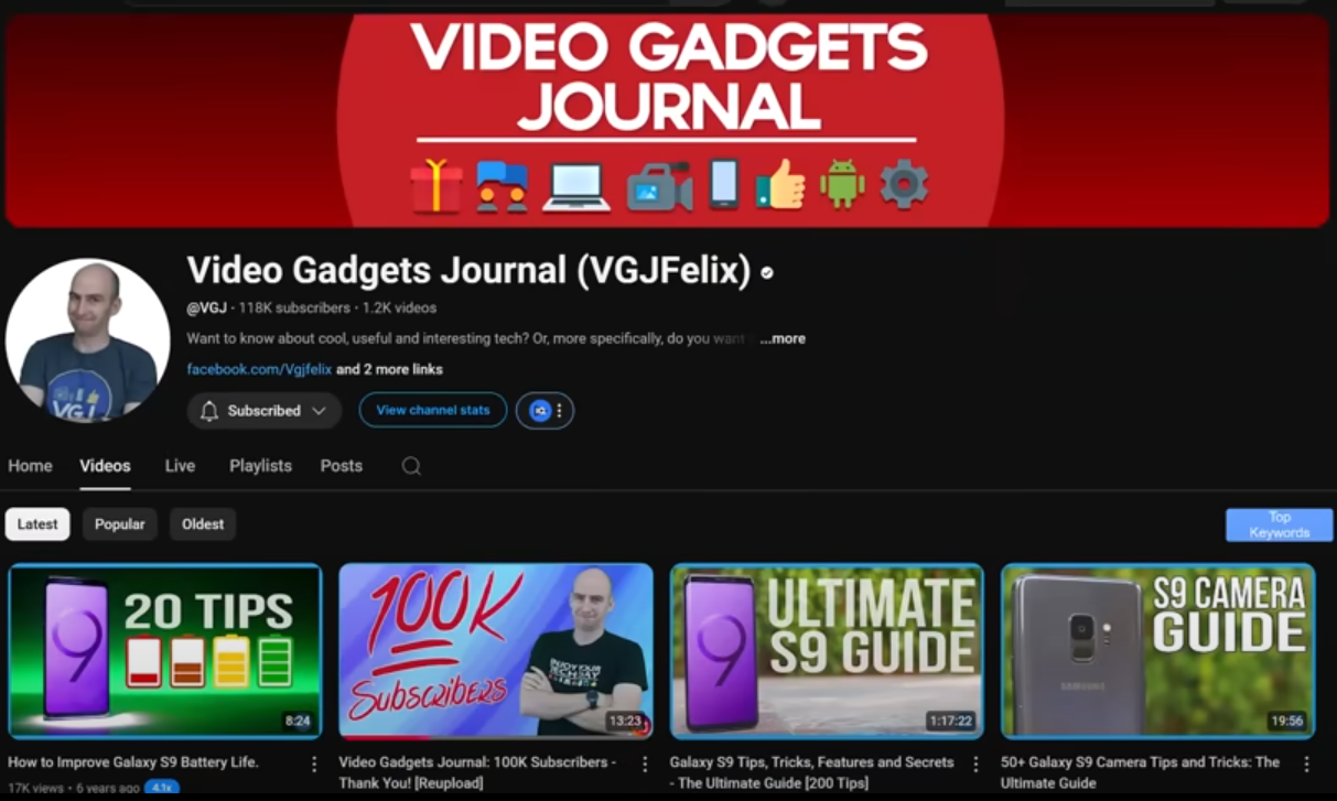 Rob Wilson's initial YouTube Channel: Video Gadgets Journal