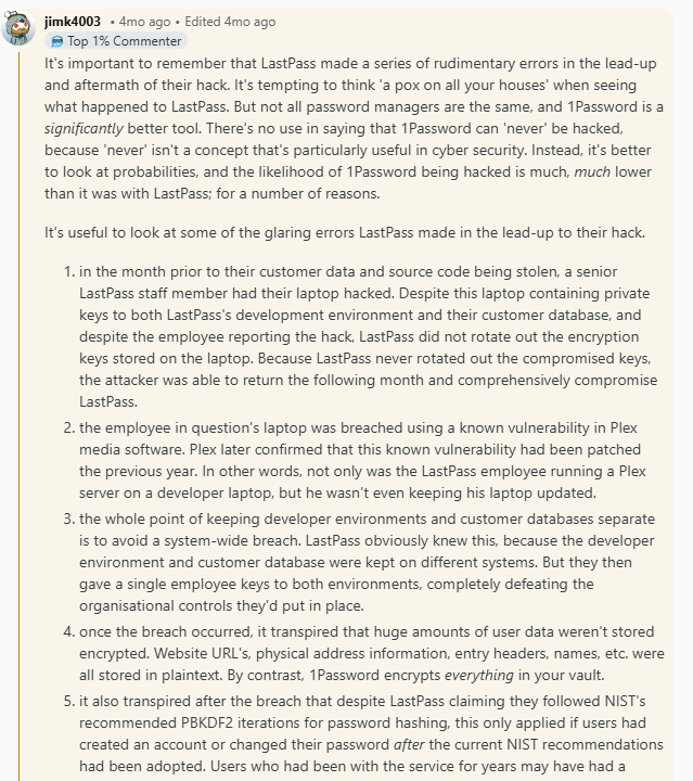 Detailed explanation of difference between 1Password and LastPass