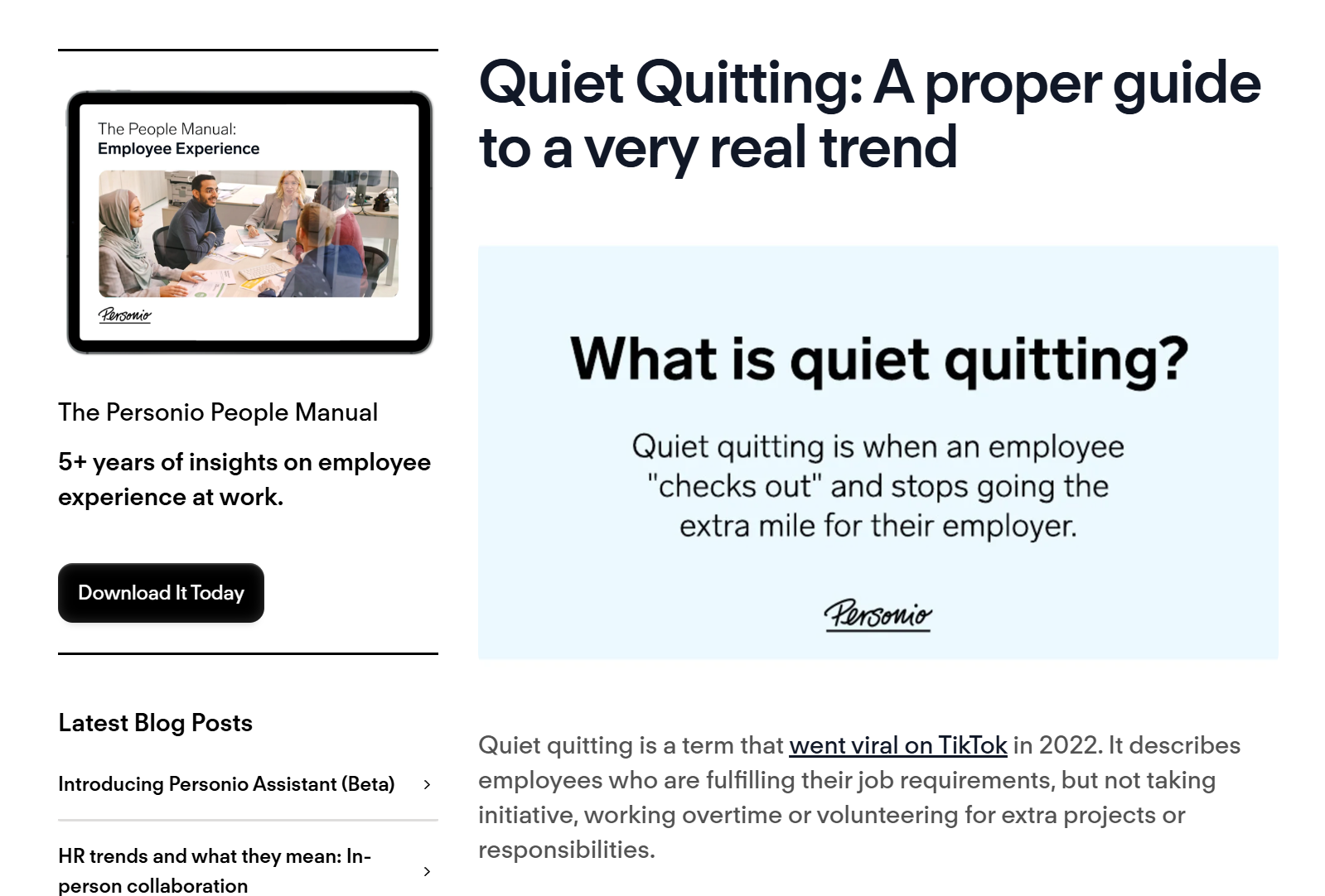 Personia’s guide on Quiet Quitting