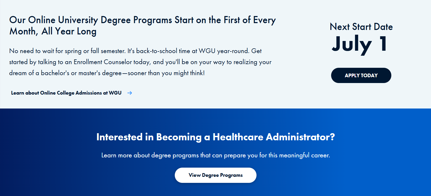 WGUs View Degrees Program CTA