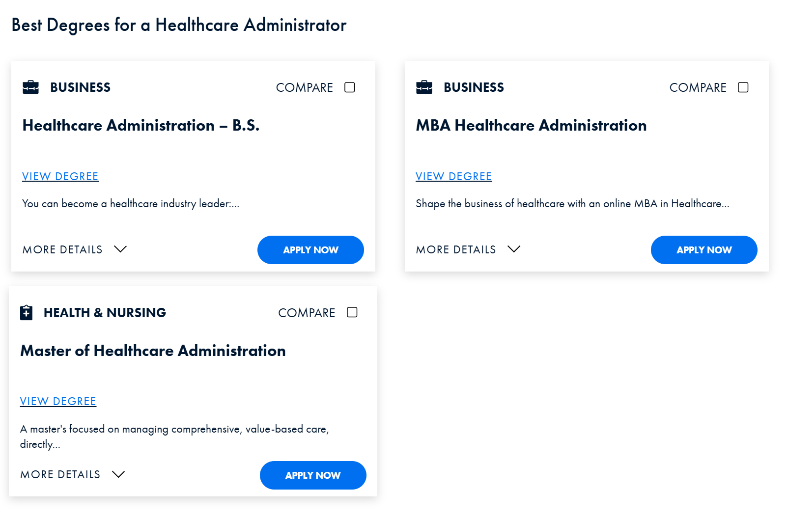 Best degrees for Healthcare Administrators