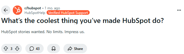 u/HubSpotHelp post about cool HubSpot use cases
