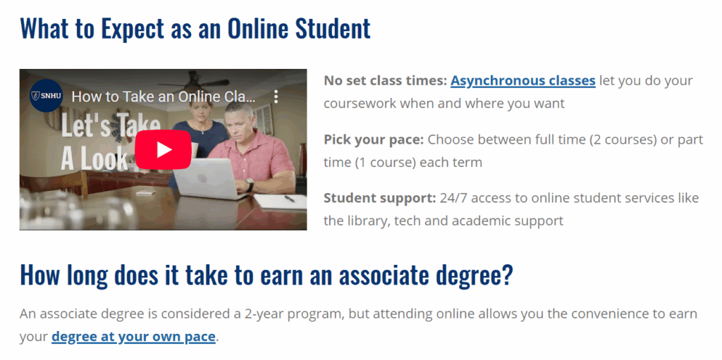 SNHU what to expect as an online student