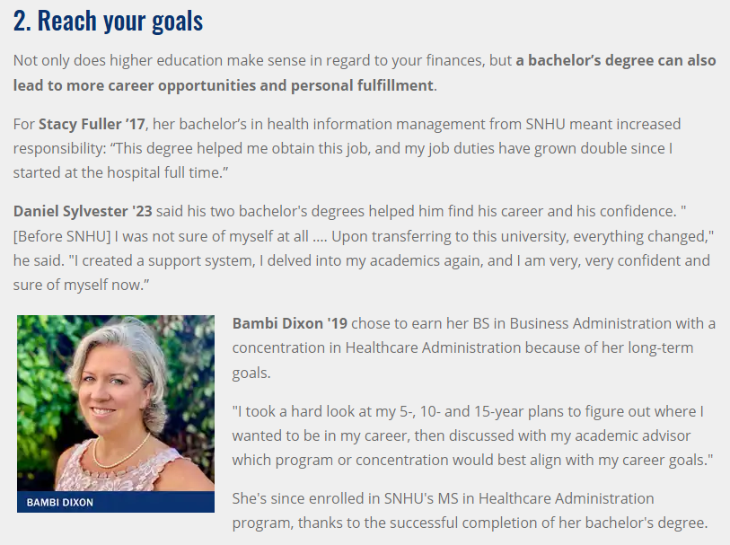 SNHU alumni testimonials