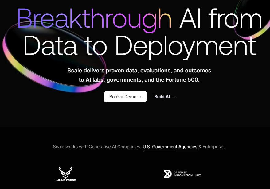 Scale AI provides breakthrough AI, from Data to Deployment, for AI labs, governments, and Fortune 500 companies.