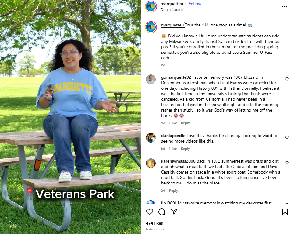 Lifestyle post by Marquette