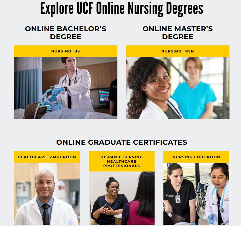 UFCs selection of online nursing degrees include bachelors, masters, and graduate certificates.