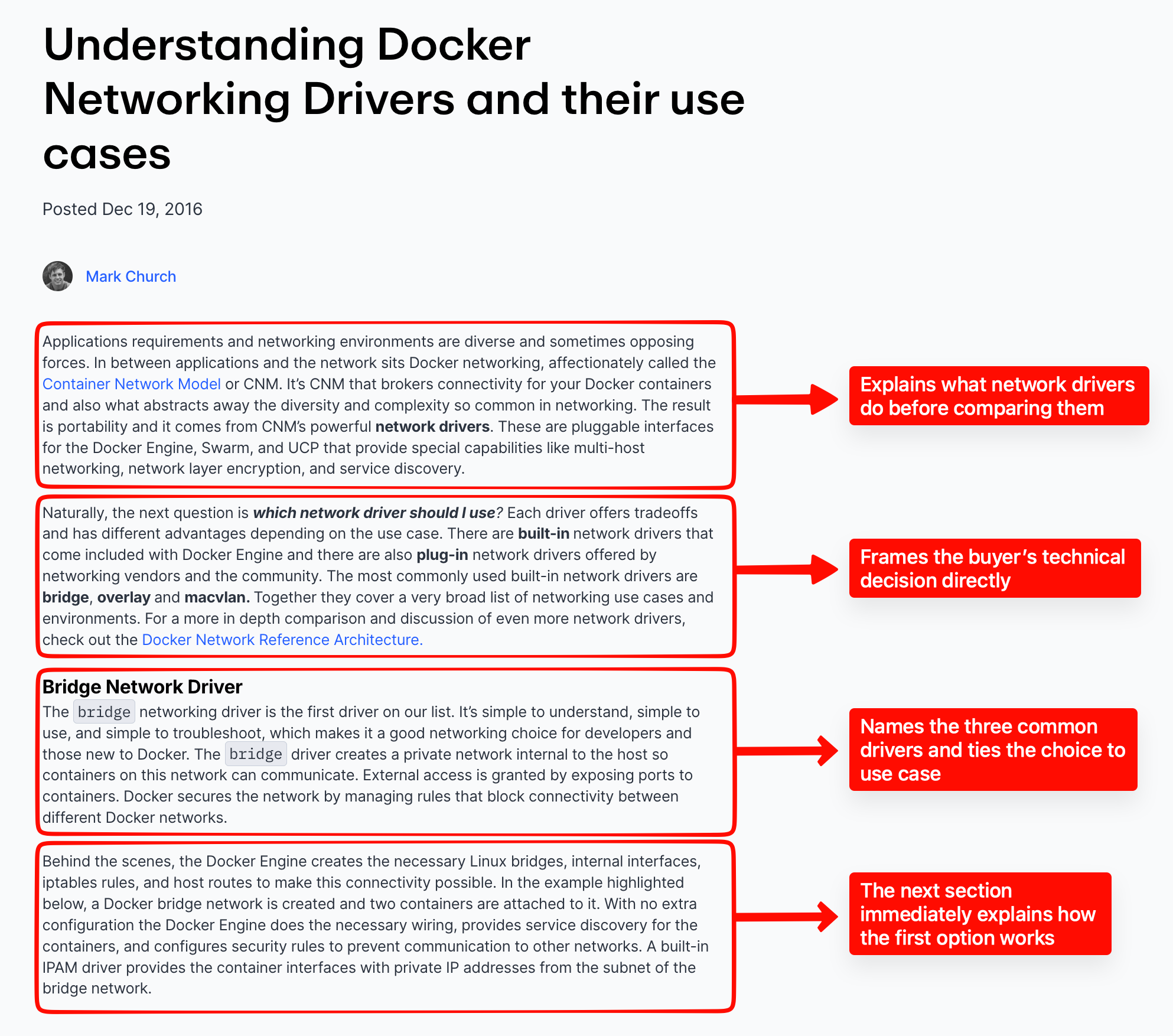 Annotated Docker networking blog post explaining network drivers, their use cases, and how to choose between them